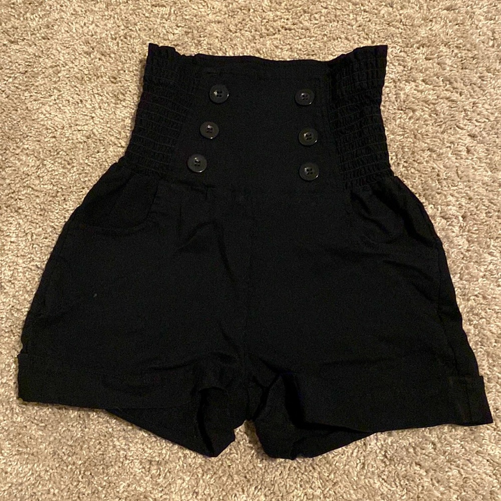 High waisted black shorts